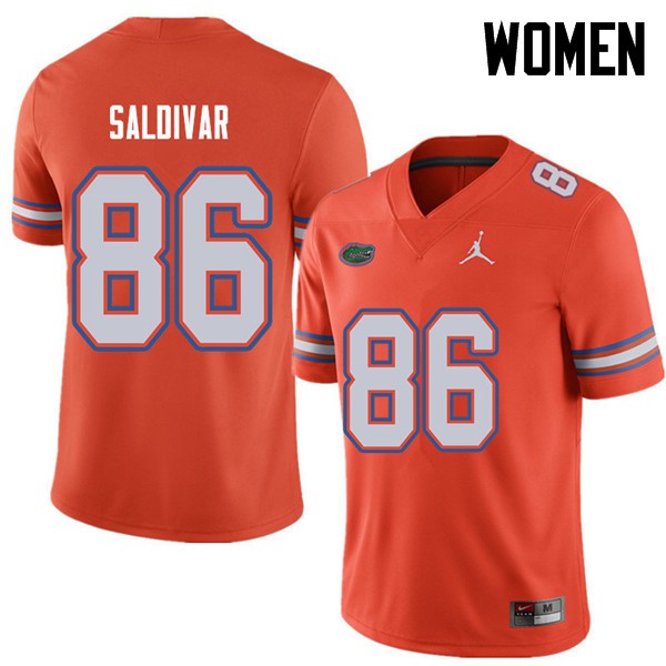 Jordan Brand Women #86 Andres Saldivar Florida Gators College Football Jersey Orange